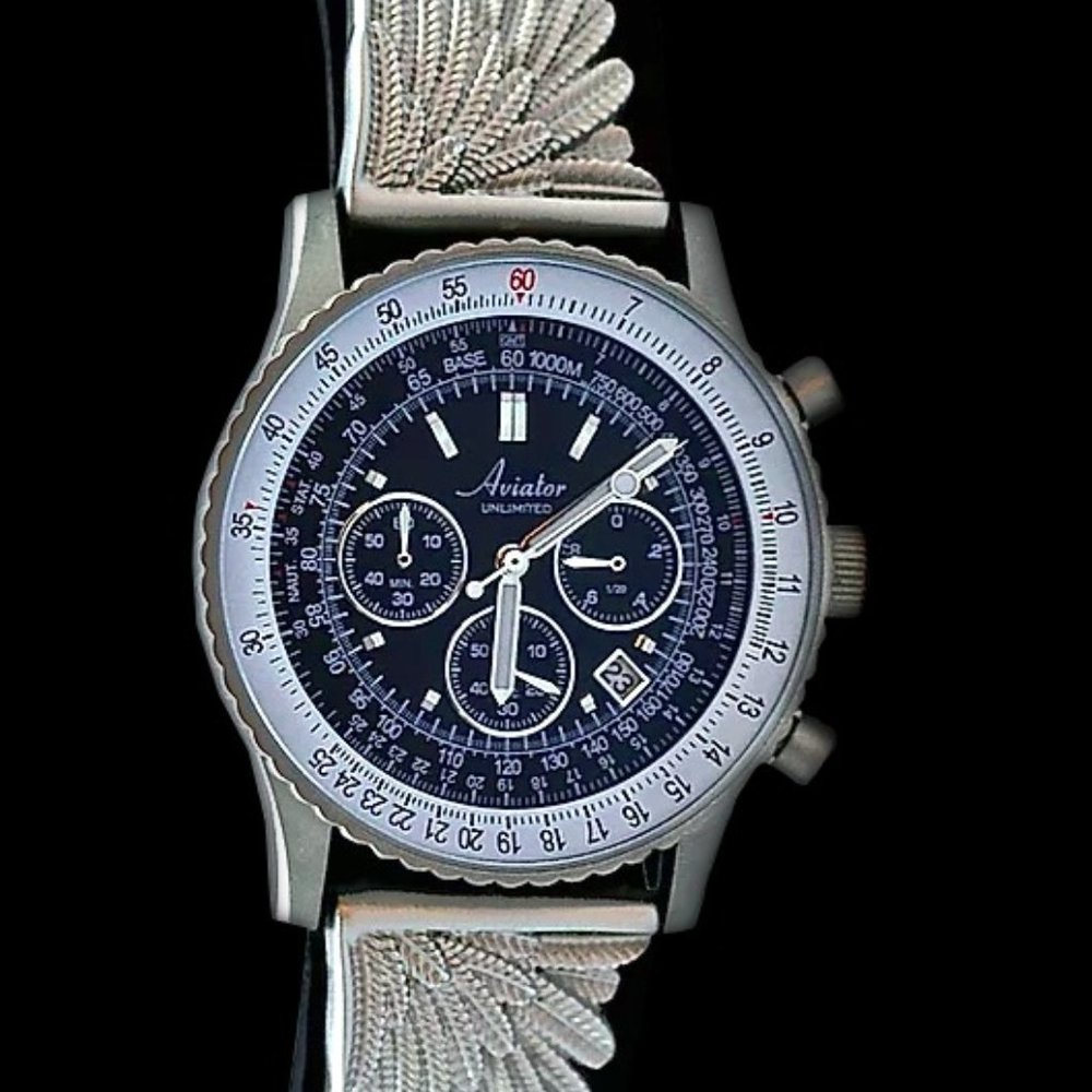 Men's Aviator Chronograph Leather Band Watch